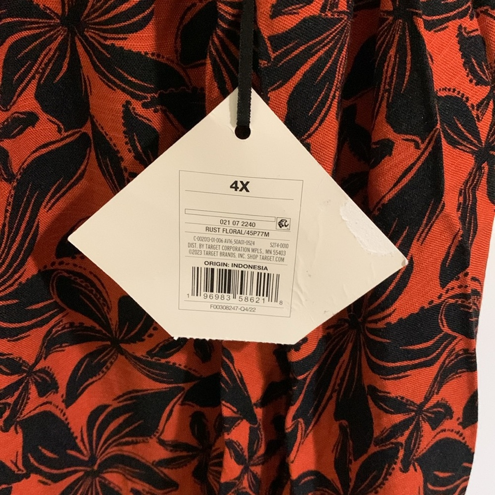 NWT Ava & Viv Dark Orange/Black Floral Maxi Skirt, Size 4X - Picture 6 of 10